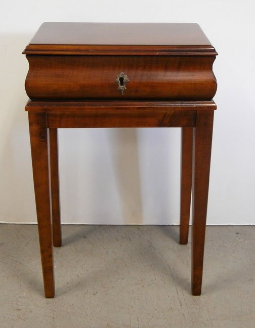 Cherry bible box on stand: Cherry bible box on stand, escutcheon on front, square tapered legs, made in Italy, 24" high x 15 1/2" x 10 1/2"
