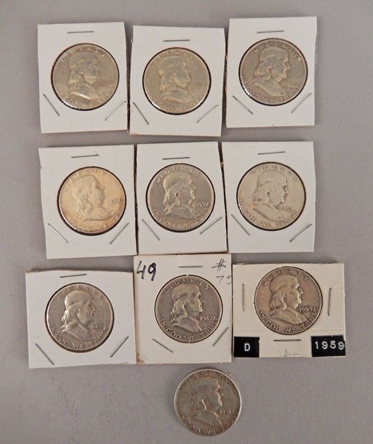 Ten Ben Franklin half dollars, $5.00 face value: Ten Ben Franklin half dollars, $5.00 face value