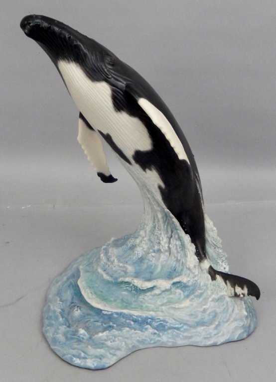 Cybis #101 Humpback Whale: Cybis #101 Humpback Whale, marked on back Cybis U.S.A. #101, by Jean Michel Cousteau, measures 16" high x 12" across x 12" deep