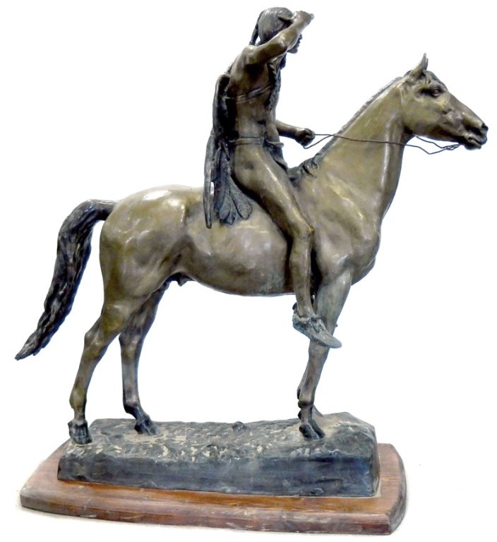 C. (Cyrus) E. (Edwin)Dallin bronze sculpture: C. (Cyrus) E. (Edwin)Dallin bronze sculpture "The Scout", signed on base C.E. Dallin 1912, 33" high