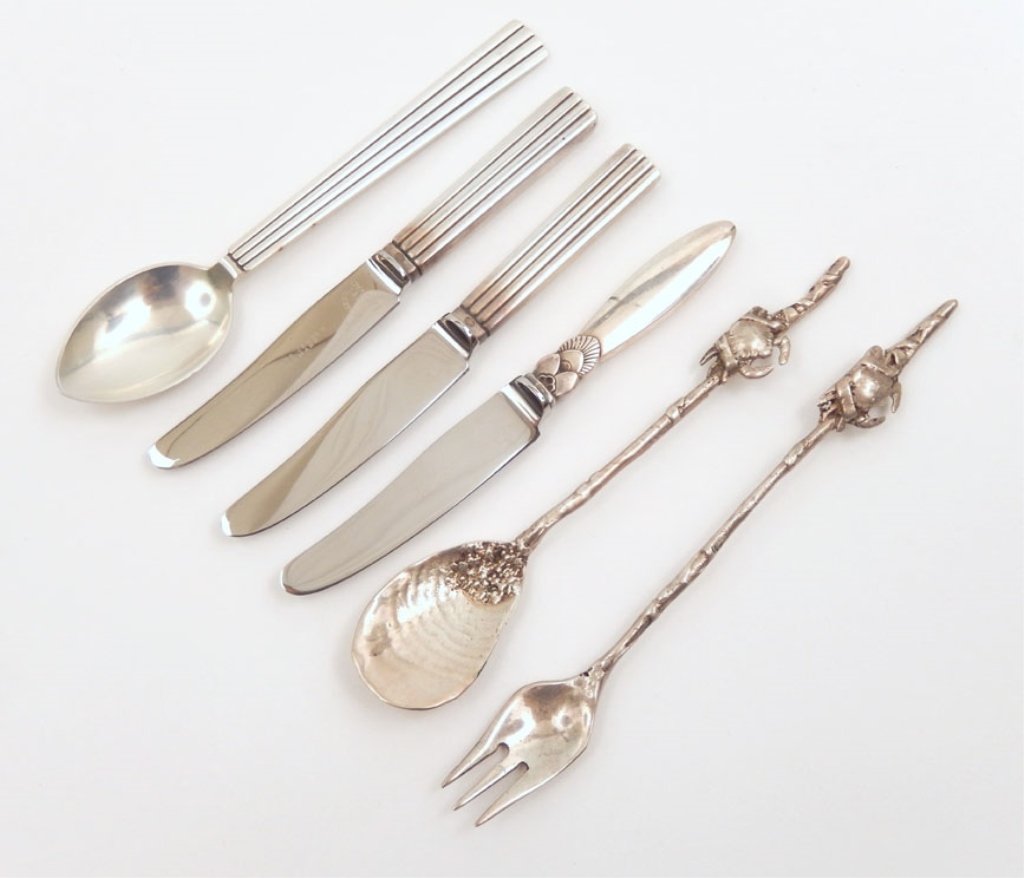 Georg Jensen baby knives and spoon, sterling seafood (1 of 4)