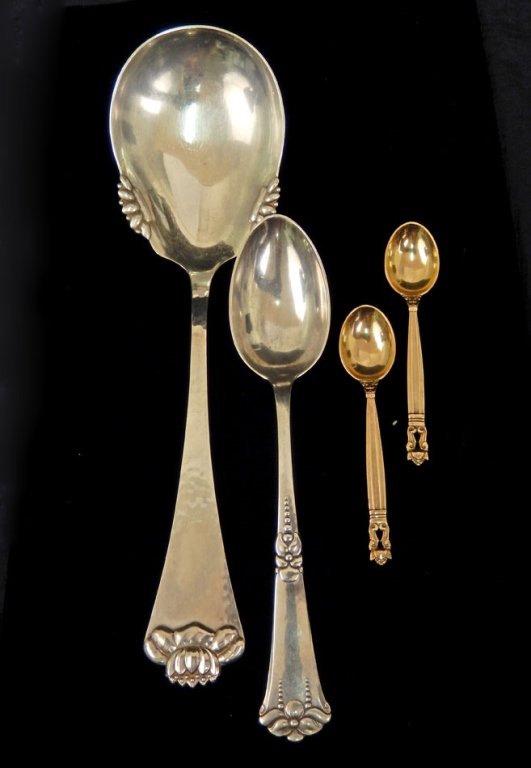 Four Danish silver spoons, includes Jensen and Heise (1 of 9)