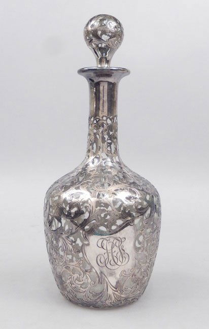 Gorham silver overlay decanter (1 of 4)