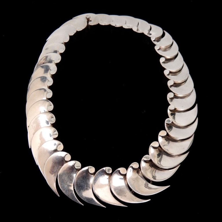 Mexico sterling silver modernist necklace (1 of 2)