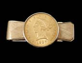 1907 US $10 Liberty head gold coin money clip