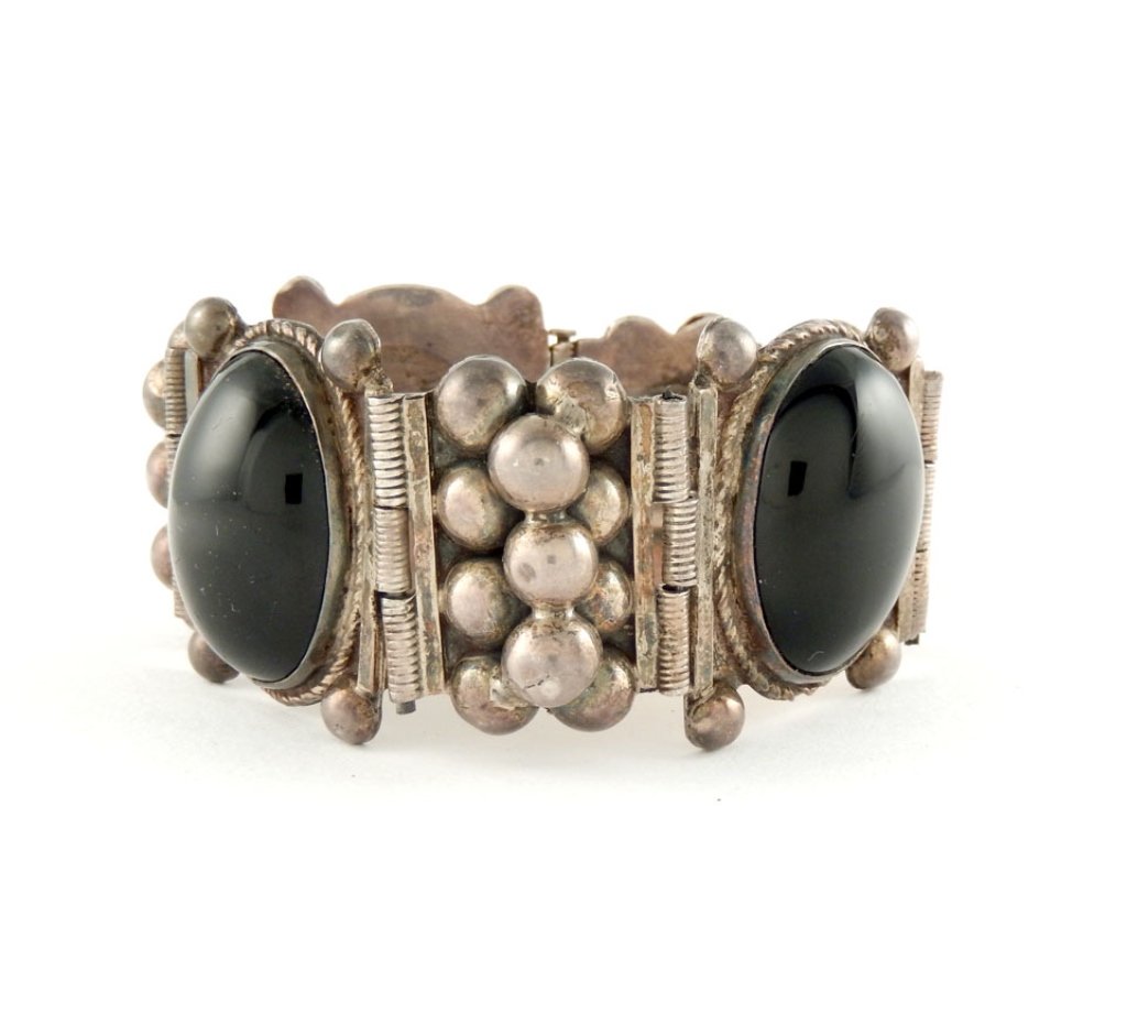 Mexican sterling silver and black onyx bracelet (1 of 3)