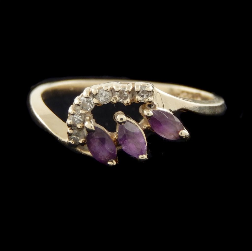 14k gold amethyst and diamond cluster ring (1 of 1)