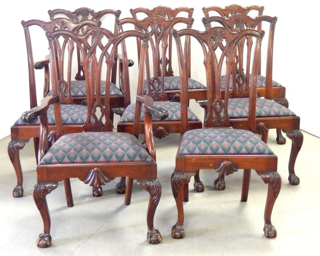 Set of eight mahogany Chippendale style chairs (1 of 2)