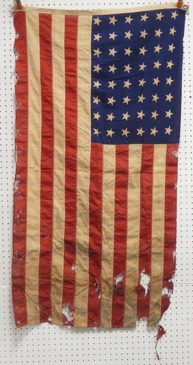 American 48 Star flag: American 48 Star flag, owned by a Navy Chief Petty Officer stationed at Pearl Harbor during WWII from 1942-45, measures 32" x 58"