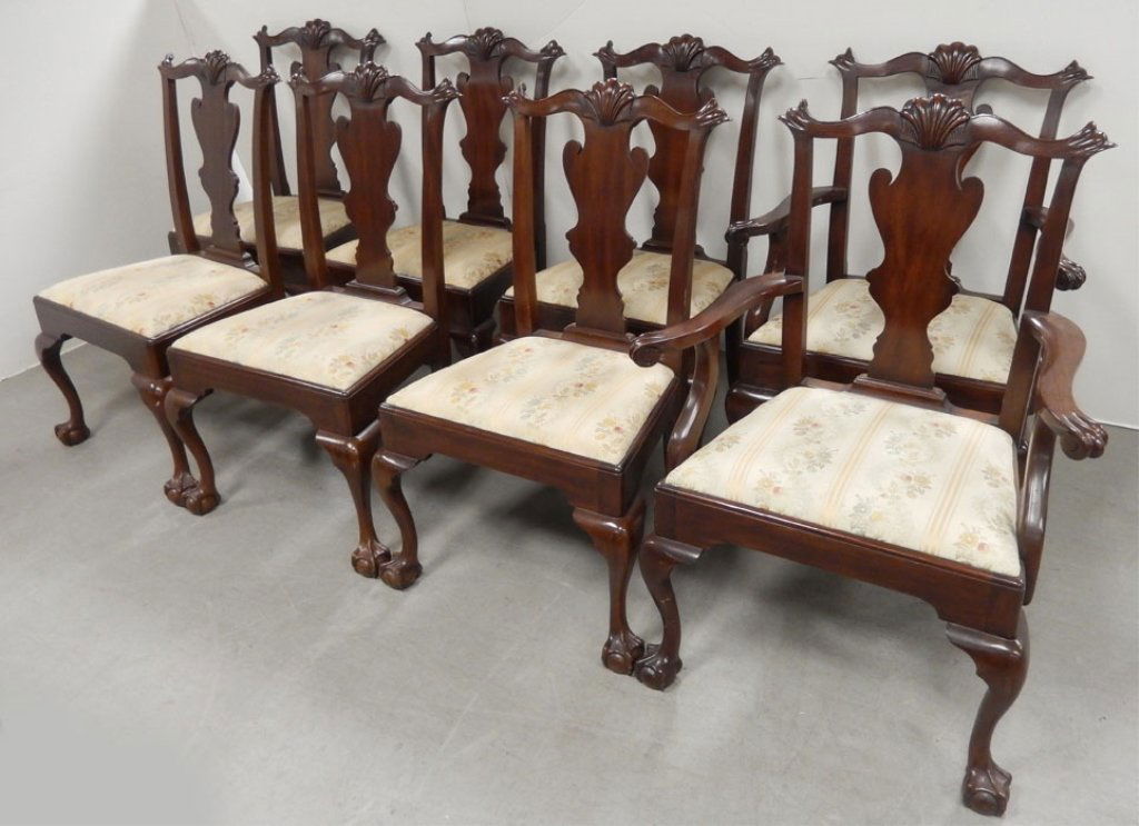 Set of eight Henkel-Harris mahogany dining chairs (1 of 8)