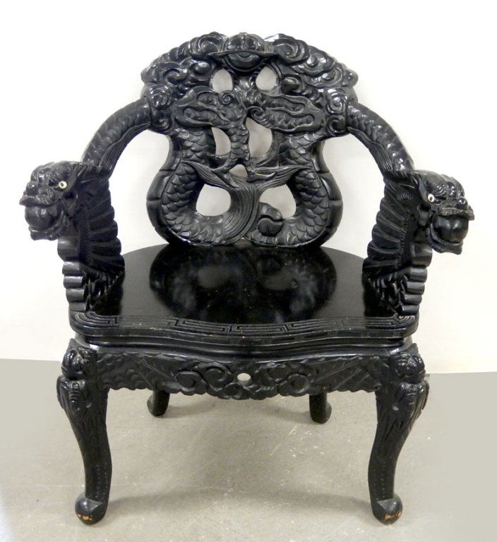 Japanese carved dragon armchair (1 of 7)