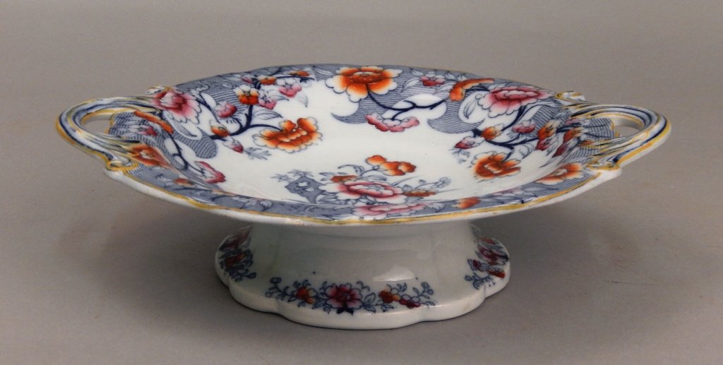 Polychrome transferware compote (1 of 4)