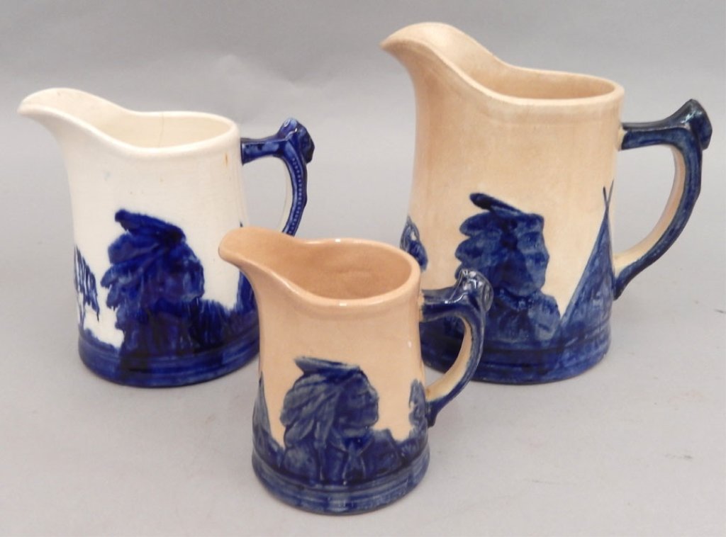 Three Sleepy Eye Pottery pitchers (1 of 8)