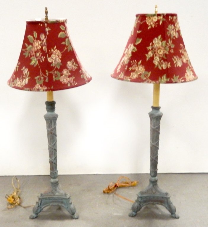 Pair of spelter candlestick lamps (1 of 5)