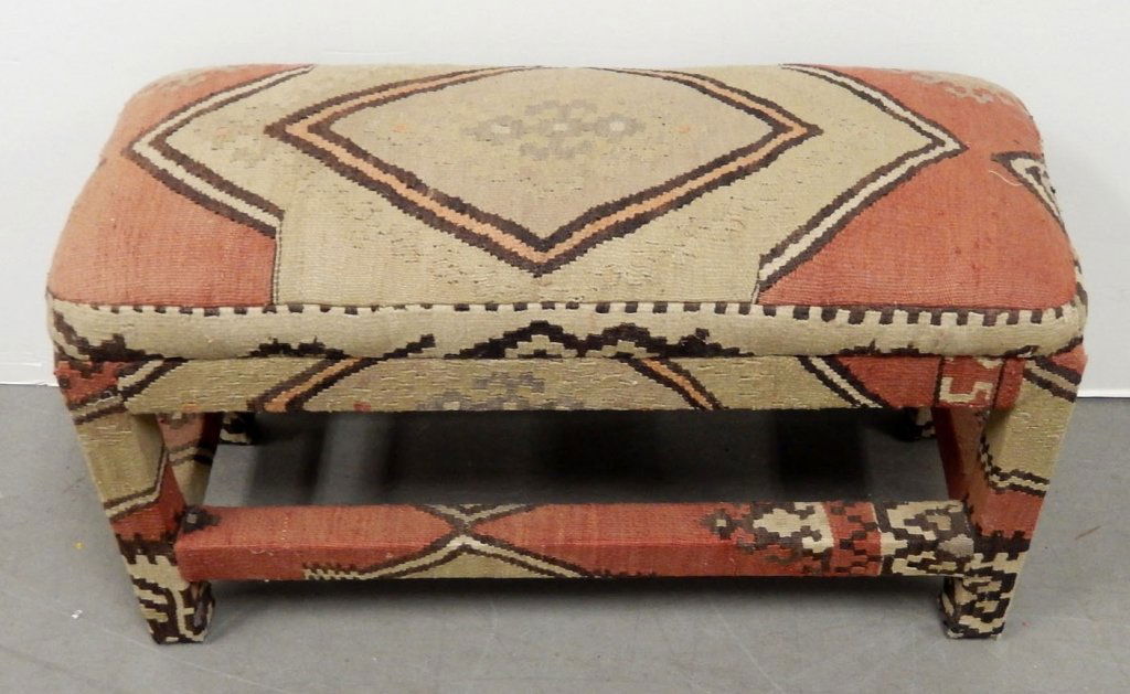 Parson's bench covered in old kilim rug (1 of 4)