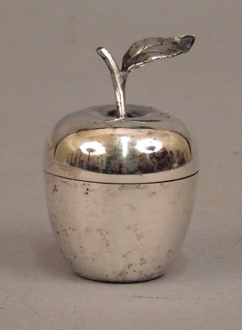 Tiffany & Co. sterling silver apple shaped pill box, (1 of 4)