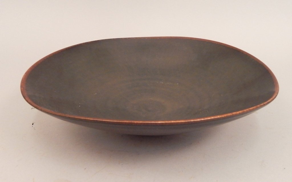 Carl Harry Stalhane glazed ceramic bowl: Carl Harry Stalhane glazed ceramic bowl, Rorstrand, Sweden, art pottery low bowl, marked on bottom, 3" high x 11 3/4" diameter