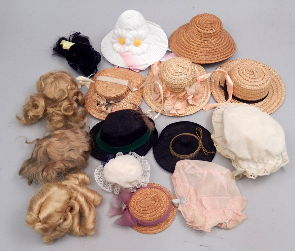 Grouping of doll hats and wigs (1 of 1)