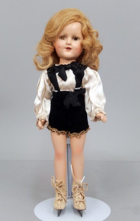 Madame Alexander Sonja Henie composition doll: Madame Alexander Sonja Henie composition doll, all composition, jointed body, brown sleep eyes, applied upper lashes, painted lower lashes and eyebrows, open mouth with upper teeth, marked on head Mad