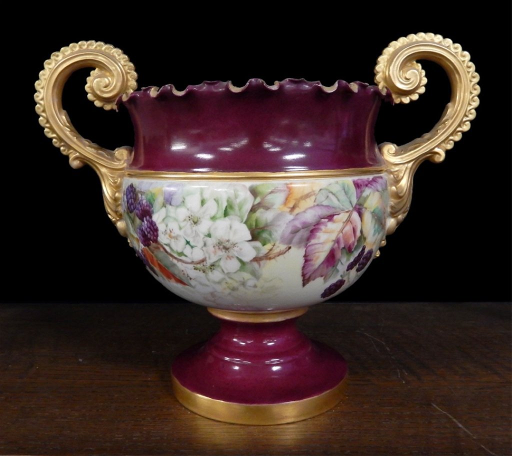 Willets hand painted porcelain handled urn (1 of 4)