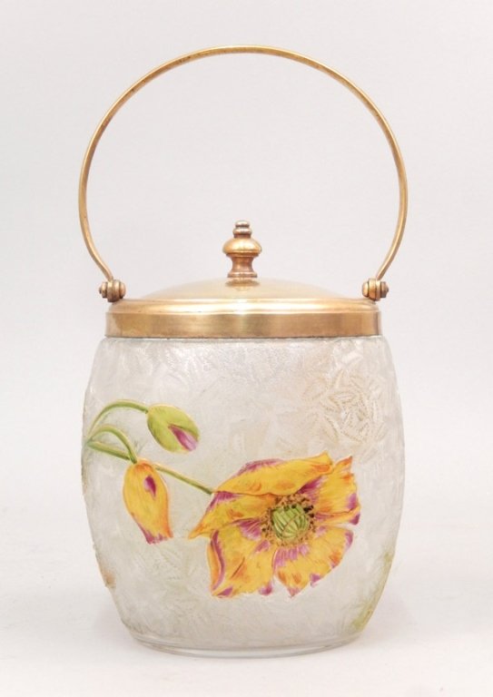 Baccarat enameled cameo glass biscuit jar (1 of 4)