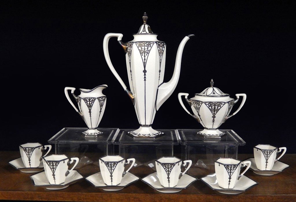 American Belleek silver overlay porcelain coffee (1 of 3)