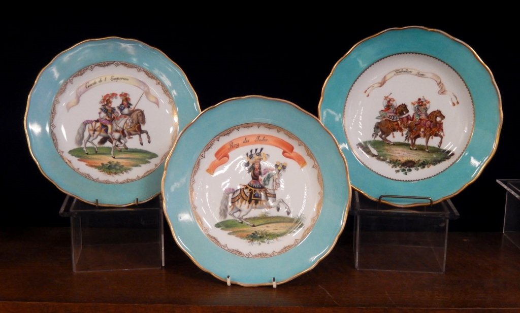 Three Meissen hand painted plates of Equestrian Royal (1 of 5)