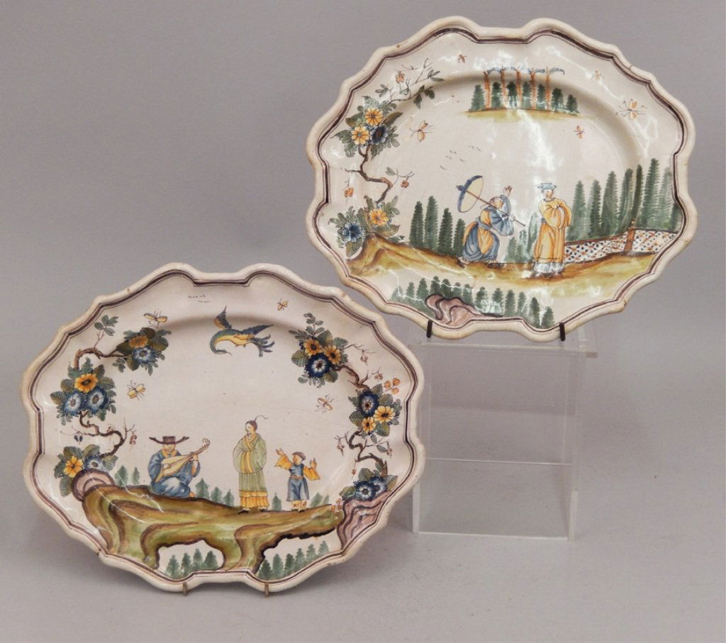 Pair of Continental faience platters (1 of 7)