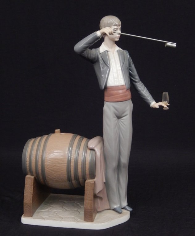 Lladro Wine Taster No. 5239: Lladro Wine Taster No. 5239, marked on bottom, 14 1/4" x 10" x 4 3/4", no box