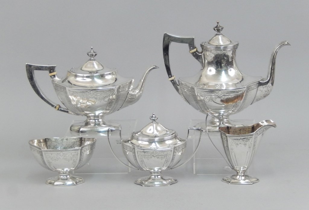 Meriden Brittania Co. sterling tea and coffee service (1 of 5)