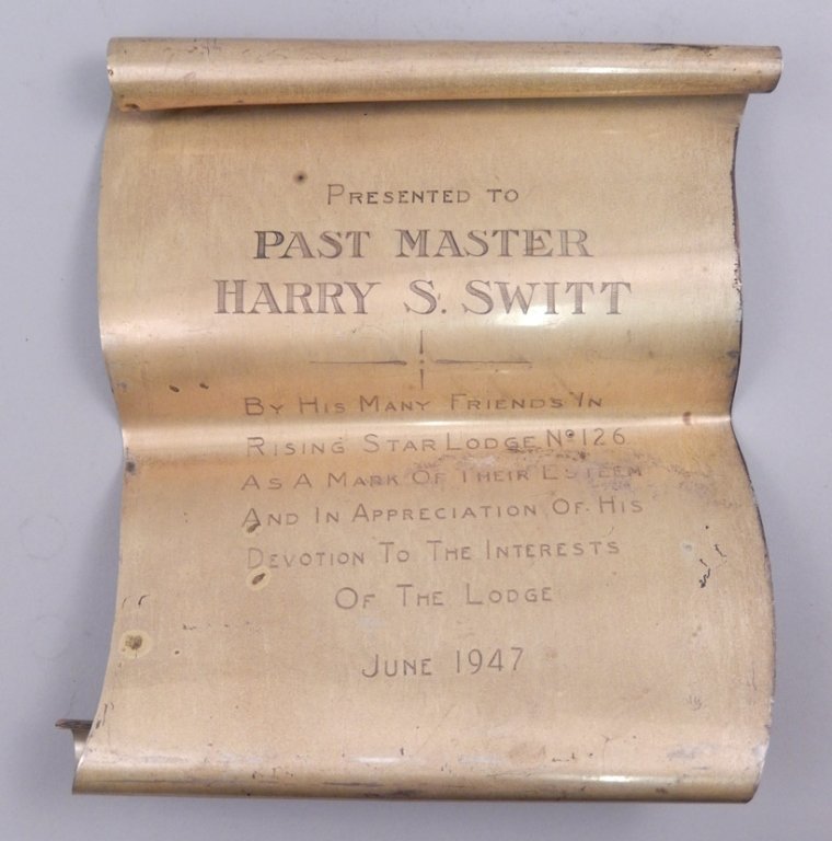 Silver presentation plaque Rising Star Lodge No. 126 (1 of 2)