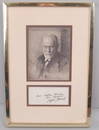 Framed portrait of Sigmund Freud with signature