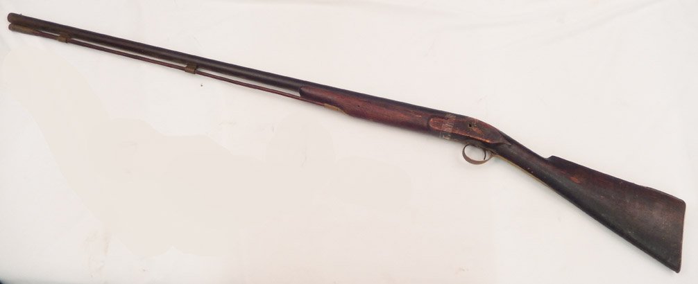 Cap & Ball black powder shotgun: Cap & Ball black powder shotgun, approx. 3/8" bore caliber, with brass butt plate and trigger guard, ram rod, barrel length 37", overall length 53", C&R N/A, Instacheck NO