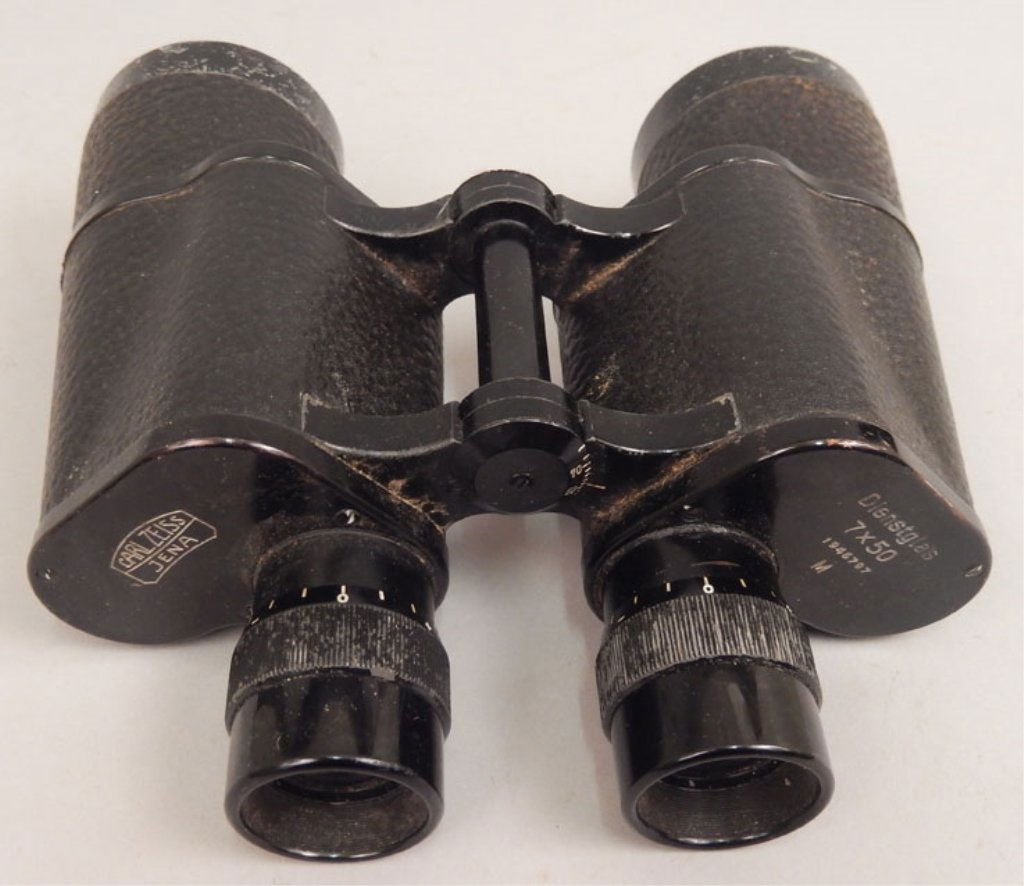 Carl Zeiss Jena 7 x 50 binoculars: Carl Zeiss Jena 7 x 50 binoculars, Diestglas 7 x 50 1946797 M, measures 7 1/8" x 7 3/4"