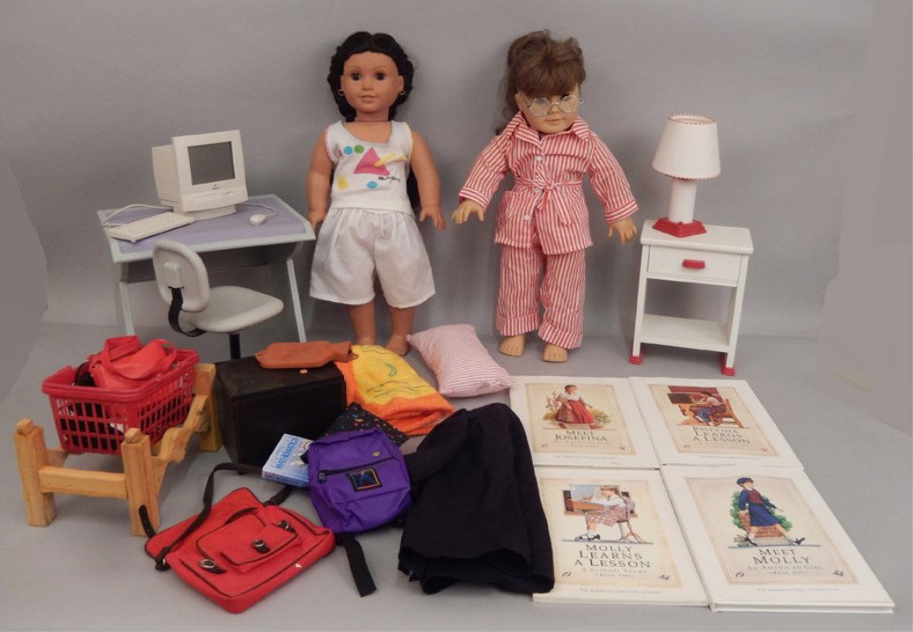 Two American Girl dolls with accessories and books (1 of 9)