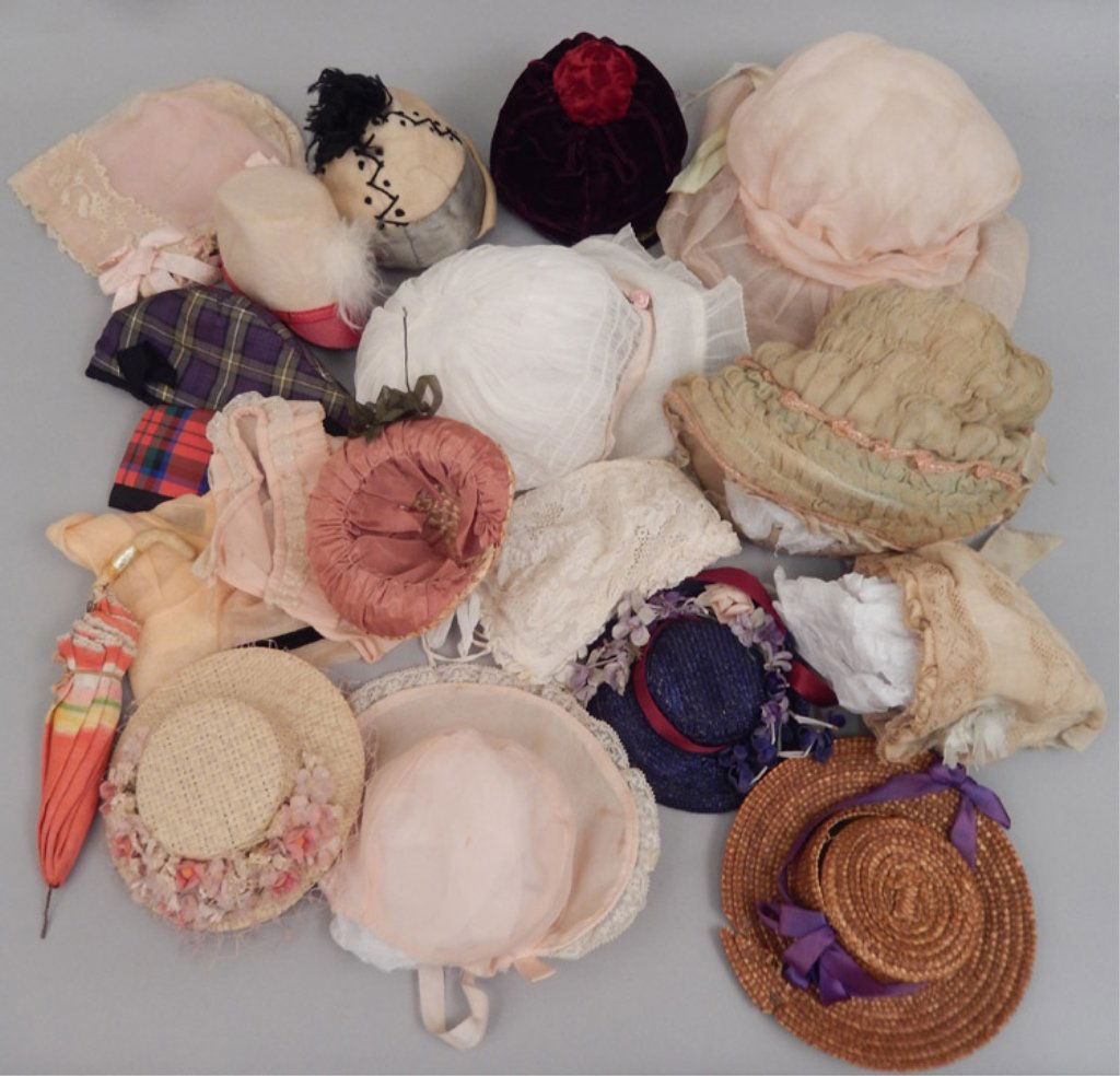 Grouping of antique and vintage doll hats (1 of 5)