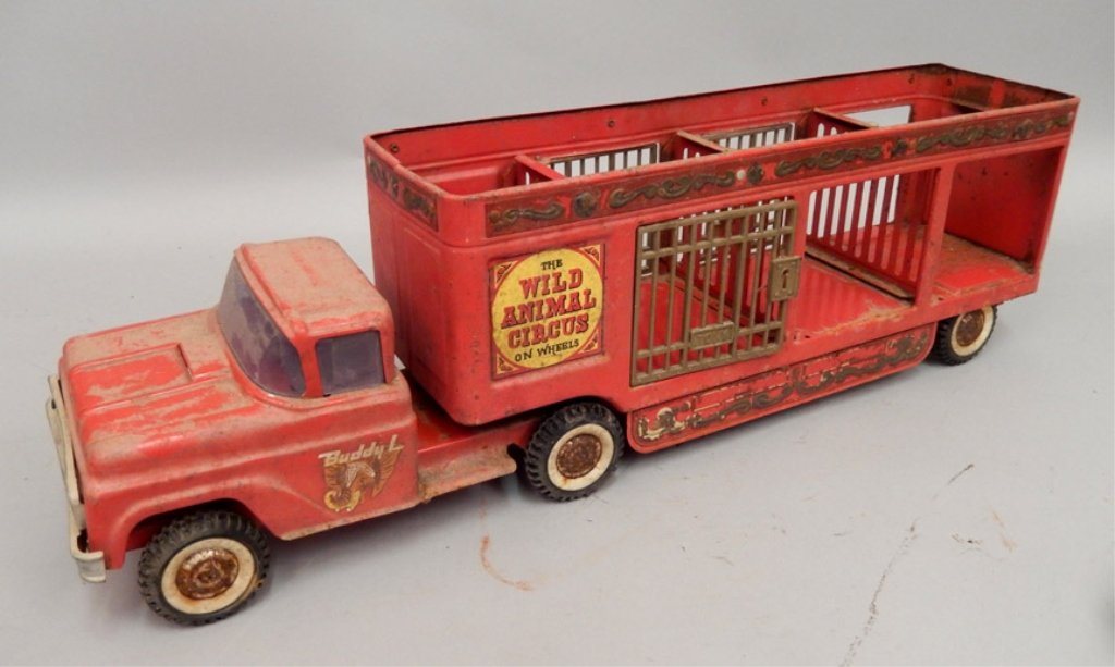 Buddy L The Wild Animal Circus pressed steel truck: Buddy L The Wild Animal Circus pressed steel truck, decals, 7 1/4" x 25 1/4" x 5 1/2"