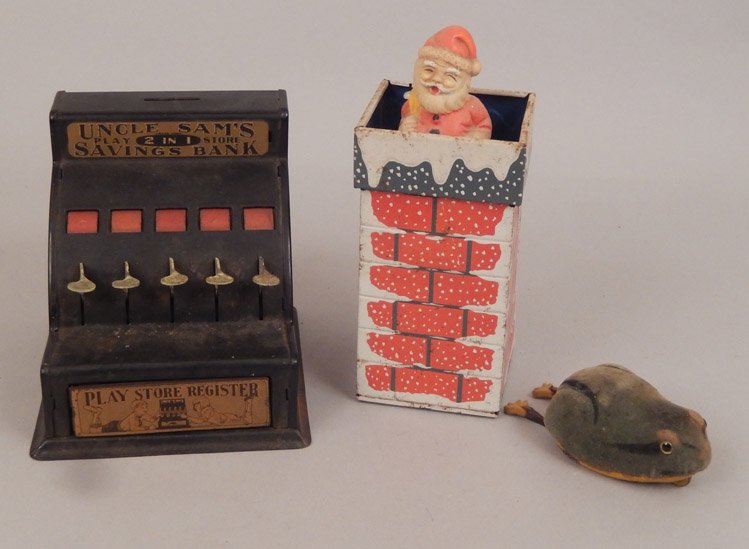 Two wind-up toys and a still bank (1 of 10)