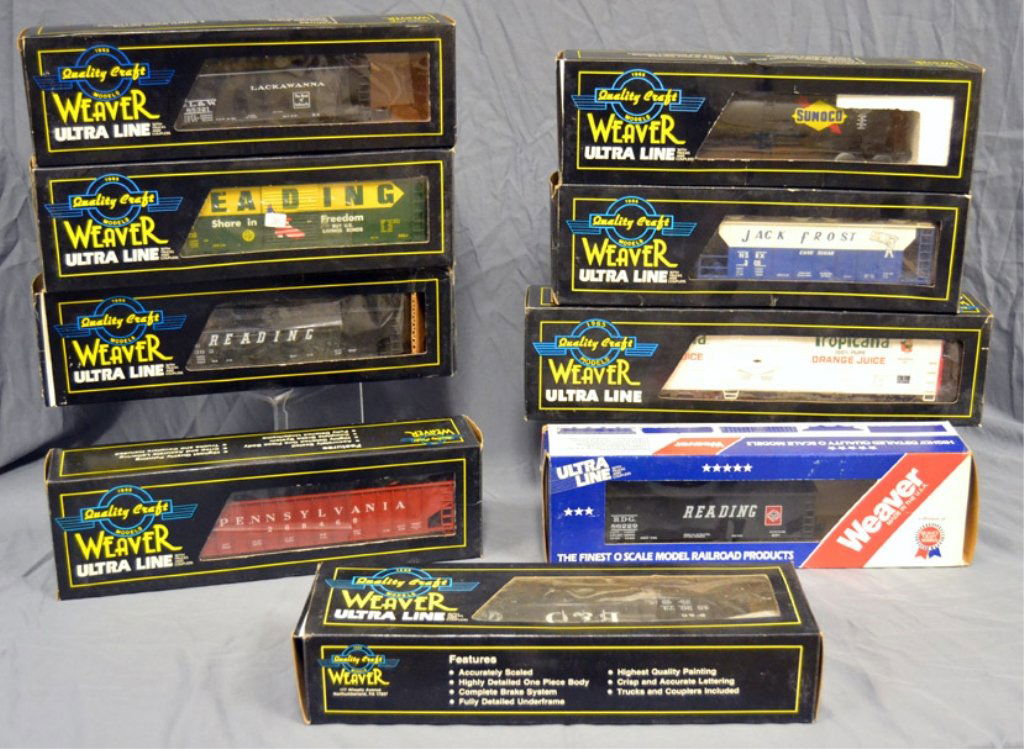 Nine Weaver Ultra Line freight cars in original boxes (1 of 6)