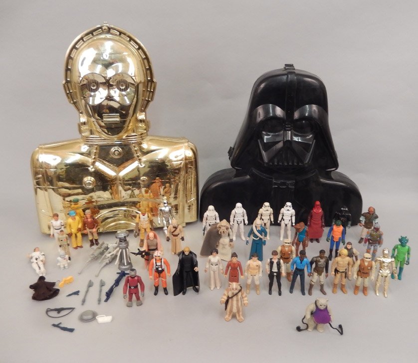 Collection of Star Wars action figures in cases (1 of 10)
