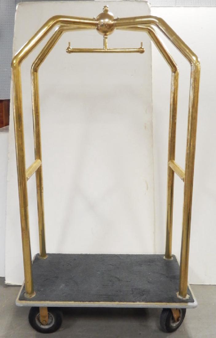 Brass hotel luggage cart: Brass hotel luggage cart, Lavi Industries CA label, 77" high x 43" x 25"