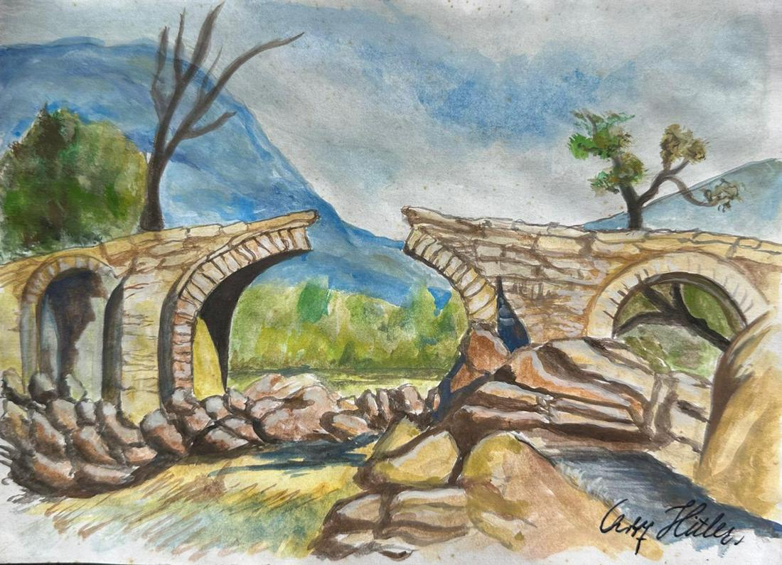 Adolf Hitler - Watercolor on paper - In the style of: Adolf Hitler, dictator of Germany from 1933 to 1945, was also a painter. He produced hundreds of works and sold his paintings and postcards to try to earn a living during his Vienna years (1908â€��
