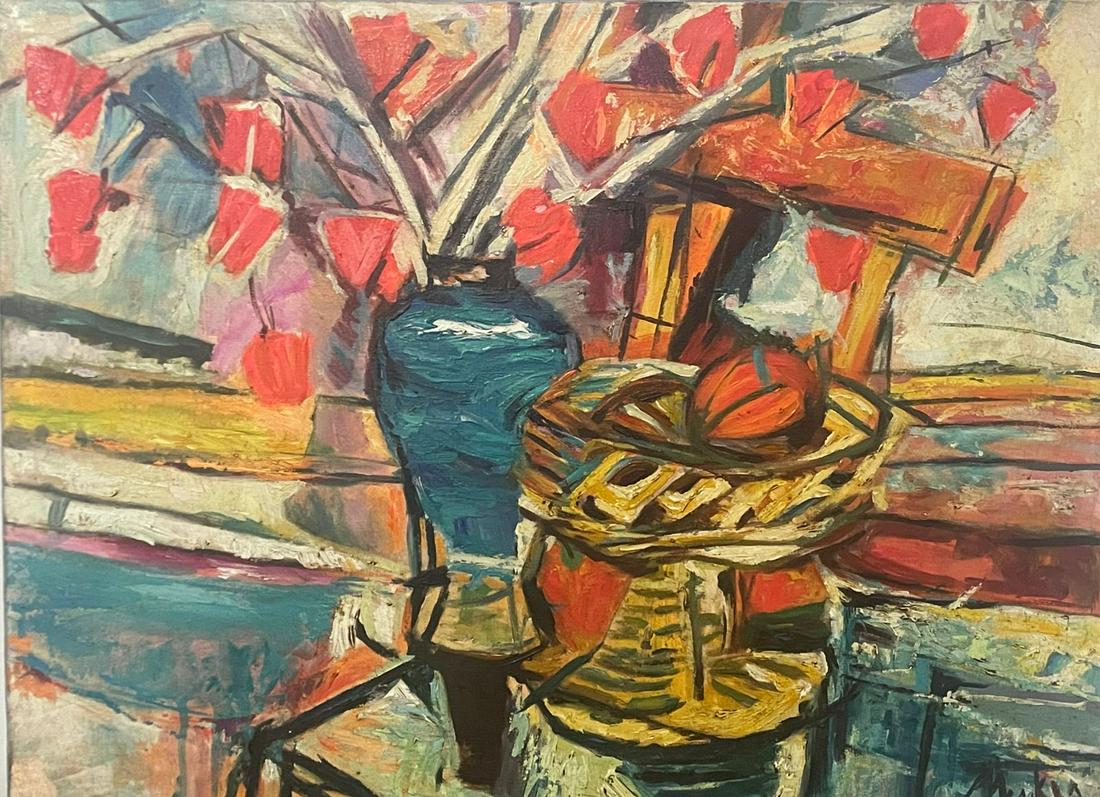 SIGMUND JOSEPH MENKES - "STILL LIFE WITH FRUIT BASKETâ€ - Painting â€“ Oil on canvas - In the style (1 of 9)
