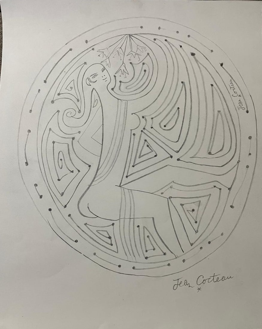 JEAN COCTEAU - DANCER - PENCIL DRAWING ON PAPER - IN THE STYLE OF (1 of 5)