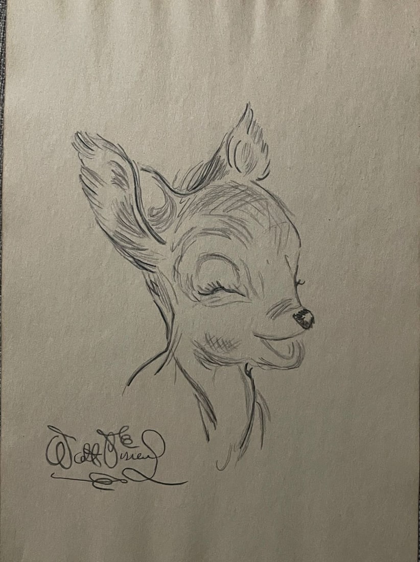 WALT DISNEY - BAMBI - PENCIL DRAWING ON PAPER - IN THE STYLE OF (1 of 5)