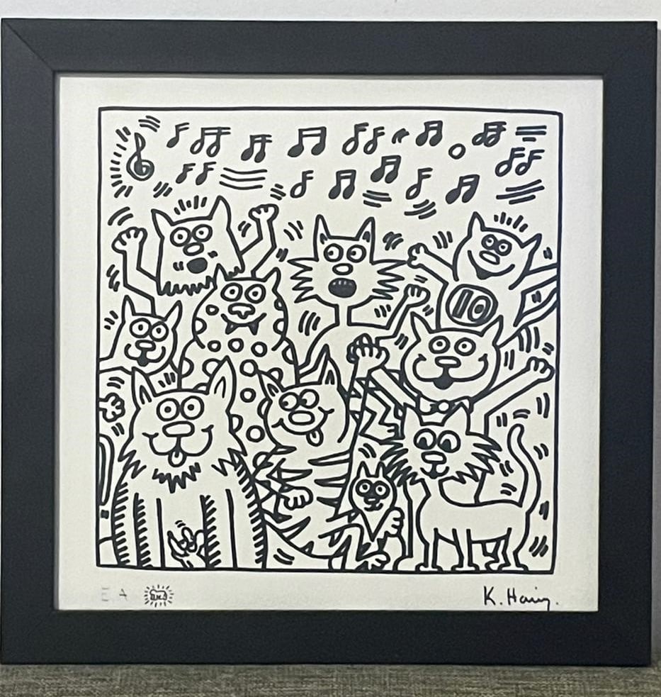 KEITH HARING– TEN CATS - 1985 – LITHOGRAPHY  ON PAPER - SIGNED AND MARKED EA - IN THE STYLE OF (1 of 7)