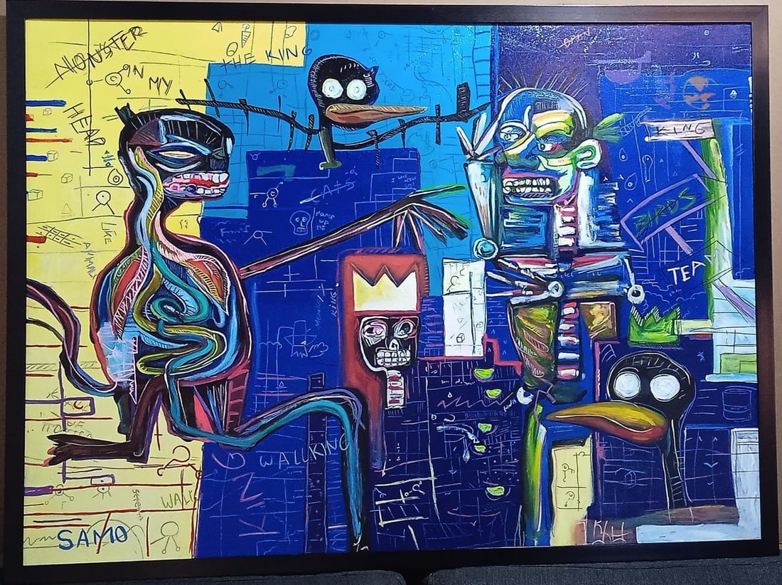 JEAN MICHEL BASQUIAT – UNTITLED -  PAINTING - ACRYLIC ON CANVAS - IN THE STYLE OF (1 of 8)