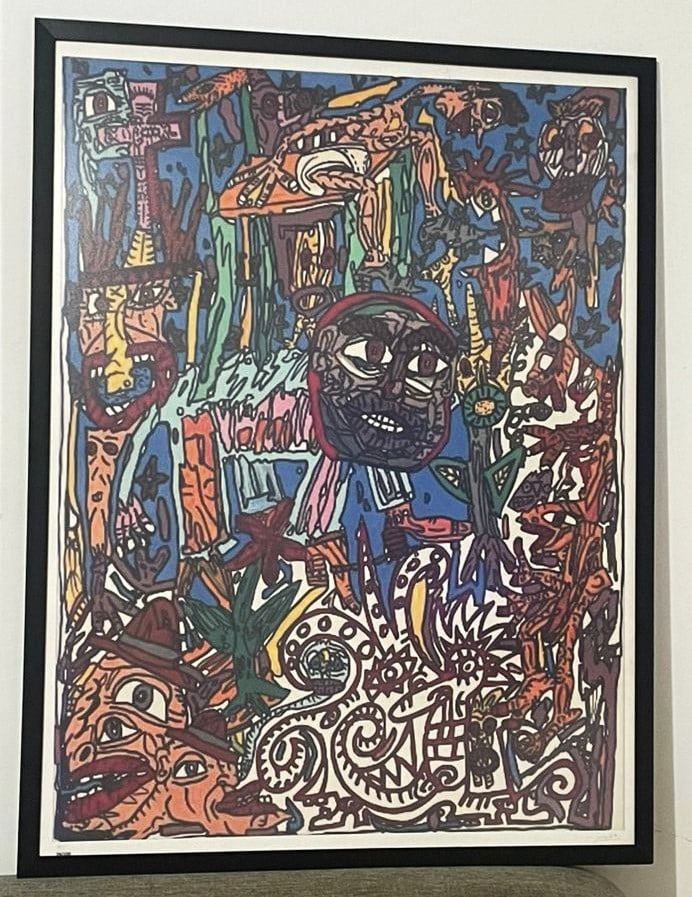 ROBERT COMBAS – L' HOMME ANIMAL, 1991 – LITHOGRAPHY ON PAPER - SIGNED AND MARKED EA -: Lithography on Arches paper in the manner/style of Robert Combas. “L’Homme animal, 1991”. Signed and marked EA. This Lithography will be sent with a frame. Our definition of “I