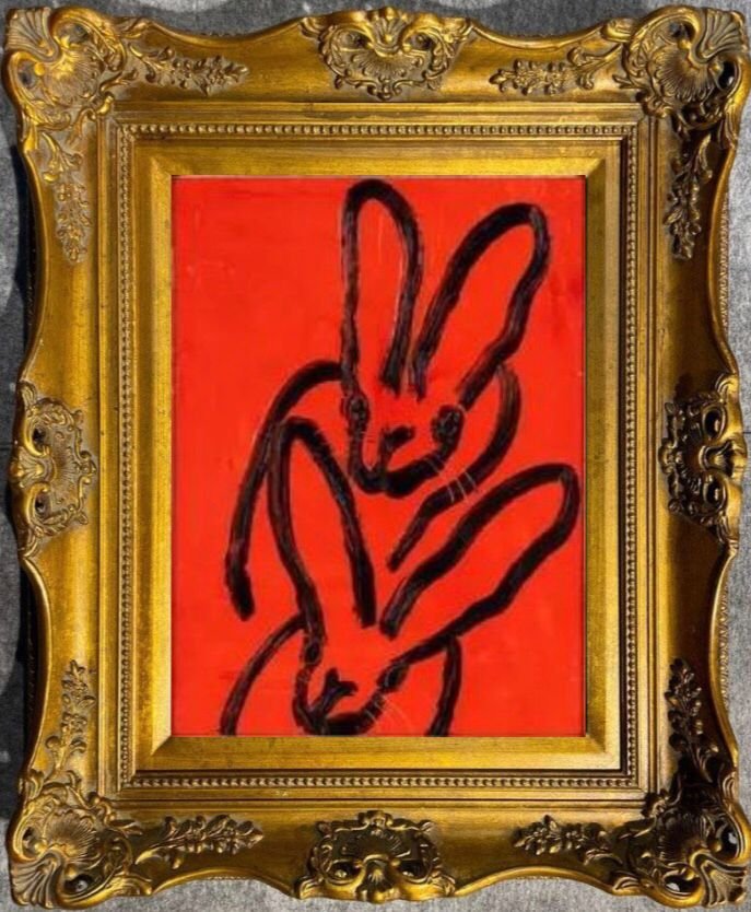 HUNT SLONEM - TUMBLE HUTCH - OIL PAINTING ON WOODEN BOARD FRAMED - IN THE STYLE OF (1 of 3)