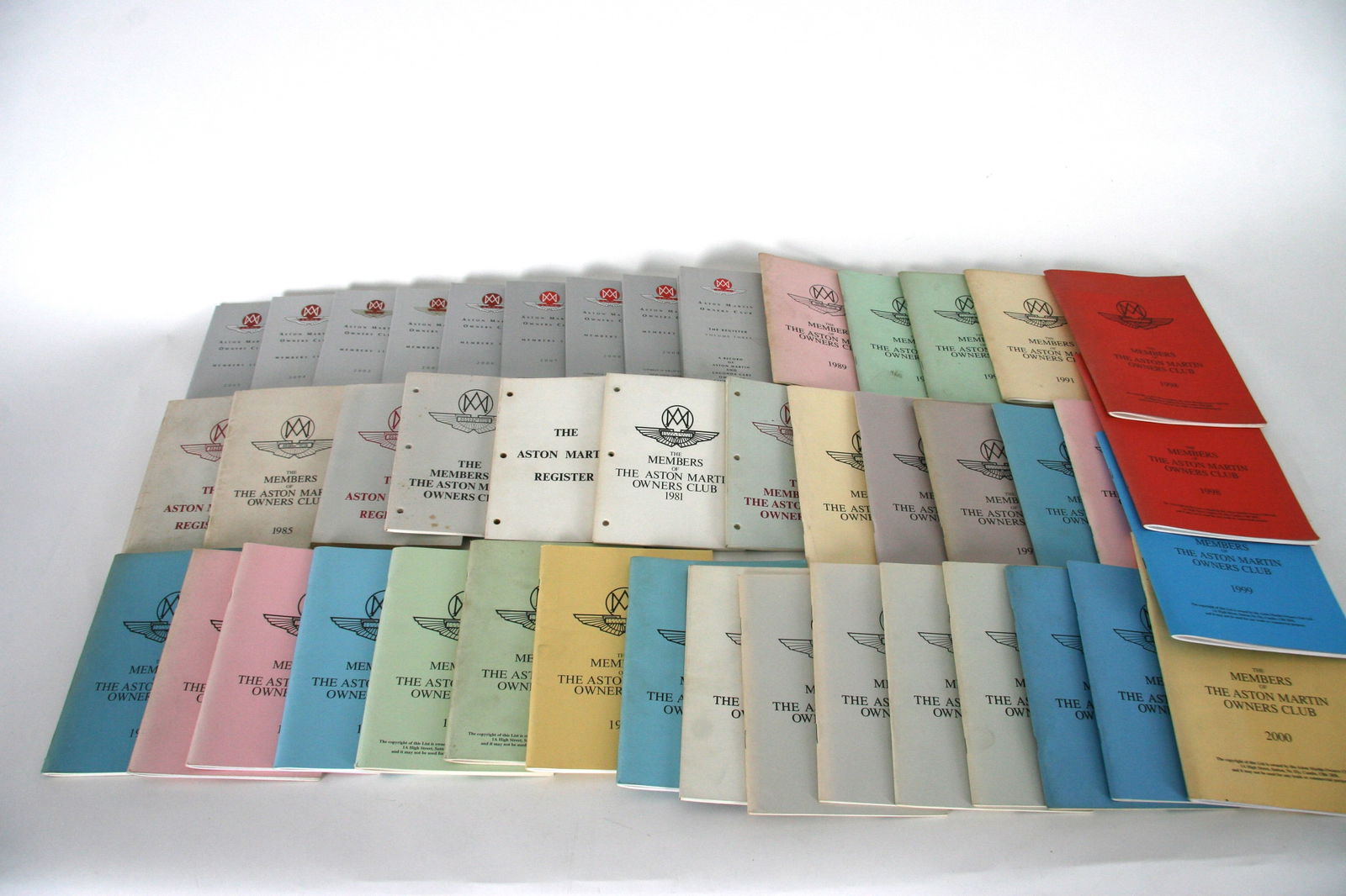 Large collection of Aston Martin Owners Club Members list books (1 of 1)